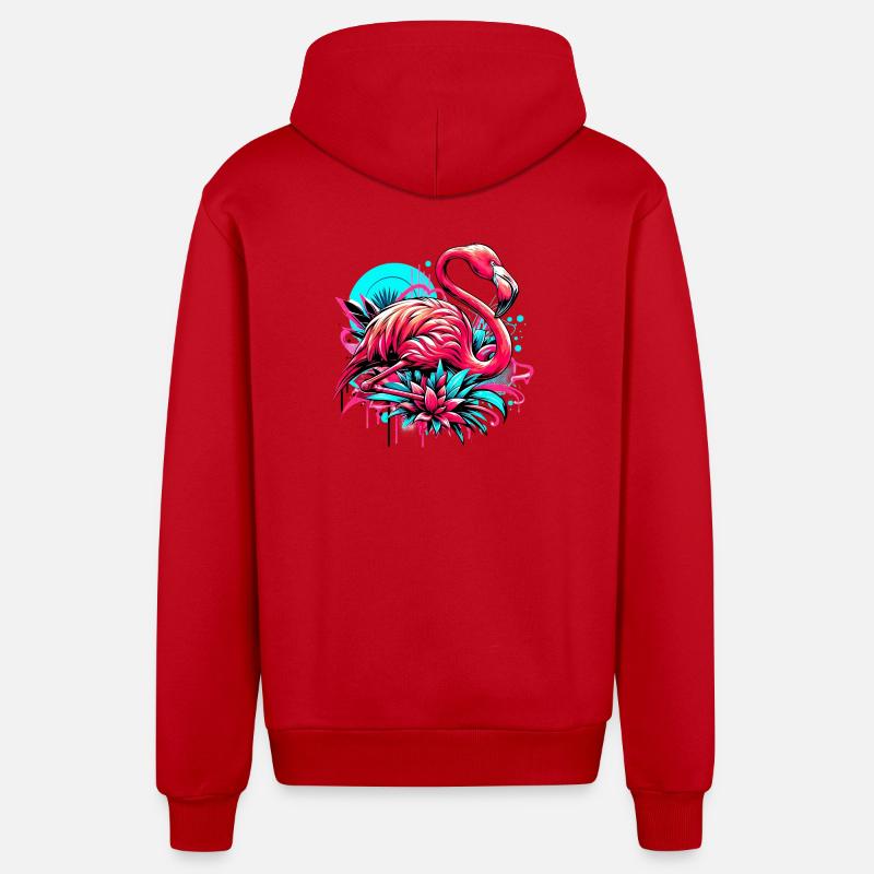 Flamant - Veste à capuche bio décontractée fabriquée en UE - rouge