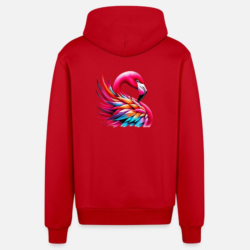 Flamant - Veste à capuche bio décontractée fabriquée en UE - rouge