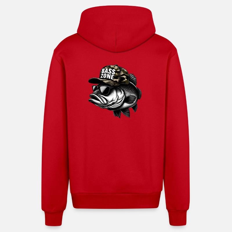 Zone de bar rayé - Veste à capuche bio décontractée fabriquée en UE - rouge