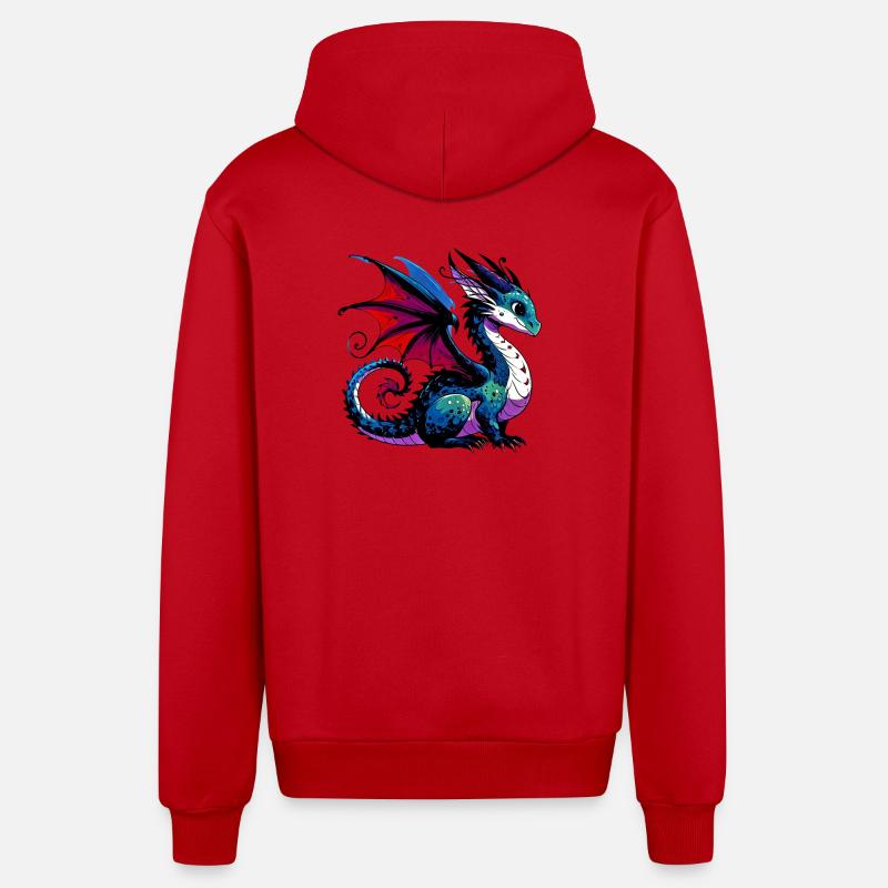 Dragon - Organic Relaxed Hooded Jacket Made in EU - red