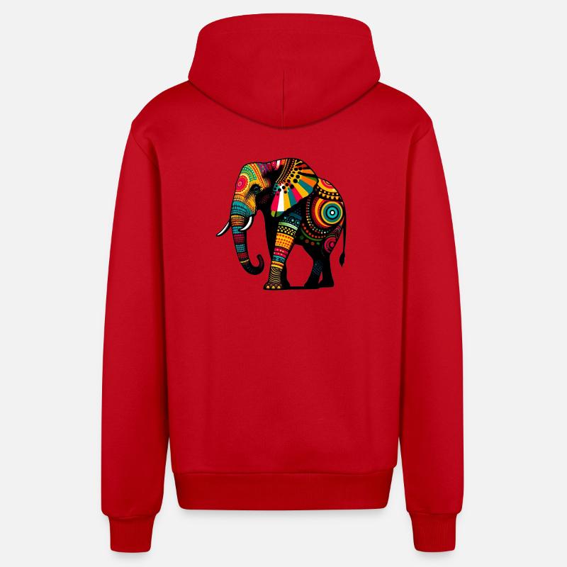 Éléphant - Veste à capuche bio décontractée fabriquée en UE - rouge