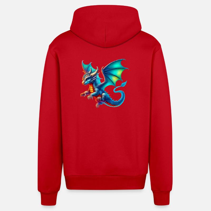 Dragon - Veste à capuche bio décontractée fabriquée en UE - rouge