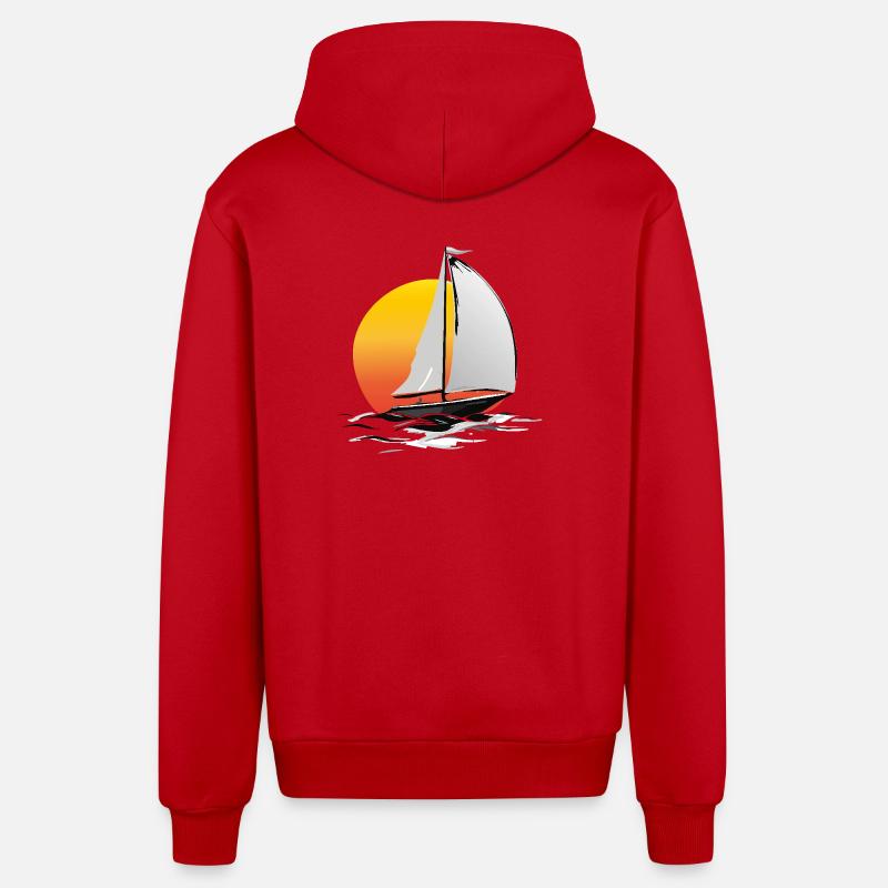 Sailor with sun - Organic Relaxed Hooded Jacket Made in EU - red