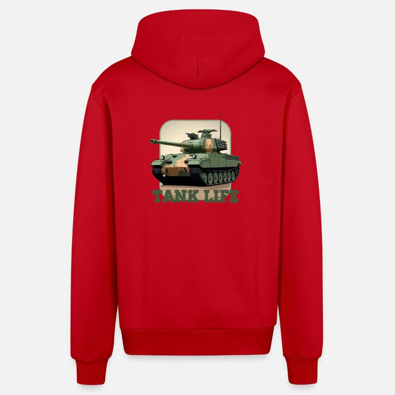 Tank Life Camouflage Graphique du char - Veste à capuche bio décontractée fabriquée en UE - rouge