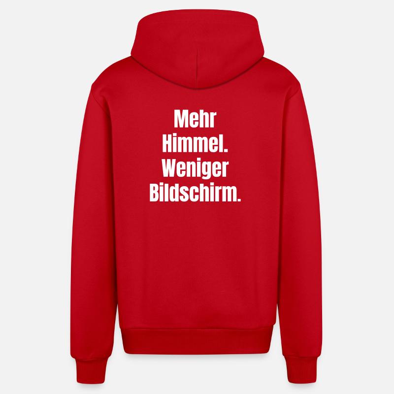 Plus de ciel, moins d’écran - Veste à capuche bio décontractée fabriquée en UE - rouge