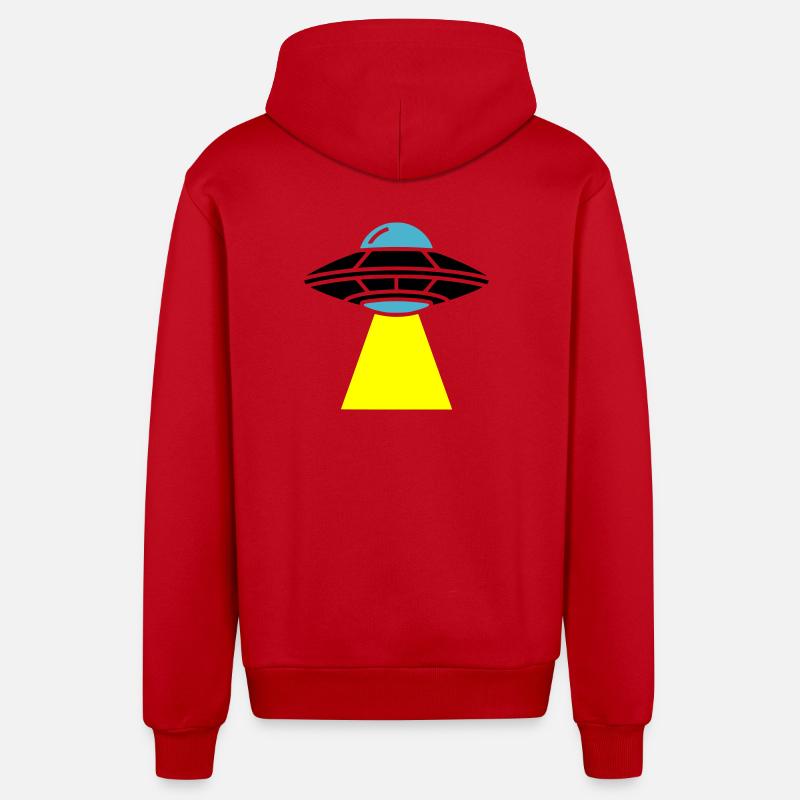 Vaisseau spatial extraterrestre OVNI Light - Veste à capuche bio décontractée fabriquée en UE - rouge