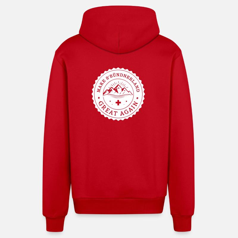 make s'Bünderland great again - Organic Relaxed Kapuzenjacke Made in EU - Rot