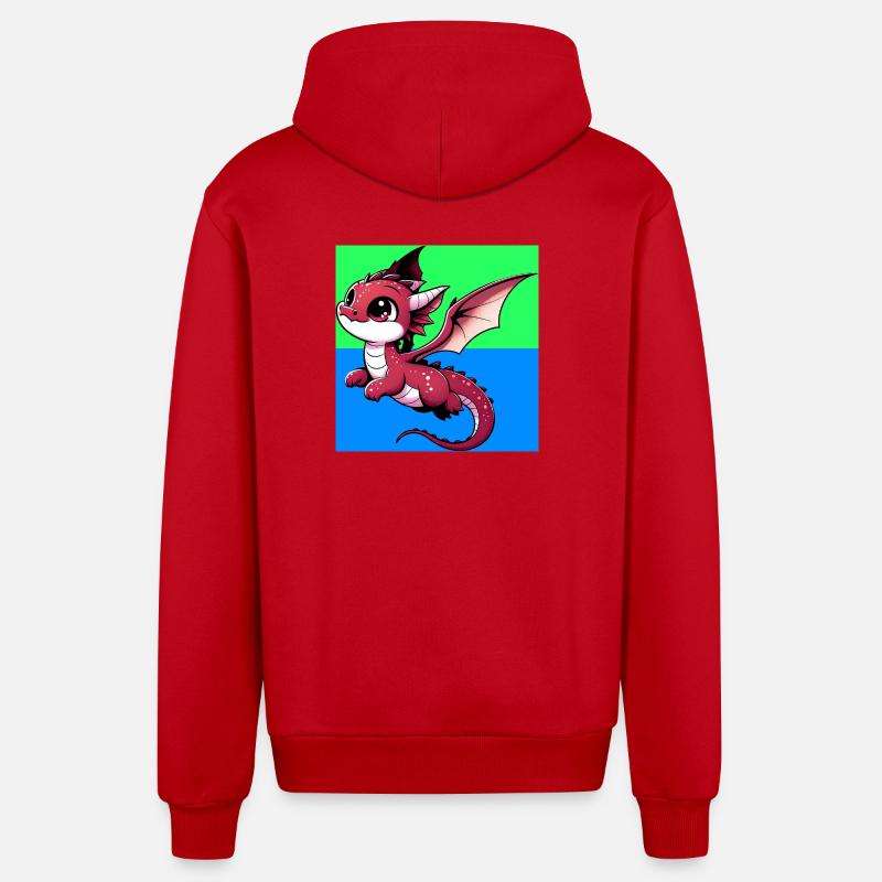 dragon - Veste à capuche bio décontractée fabriquée en UE - rouge
