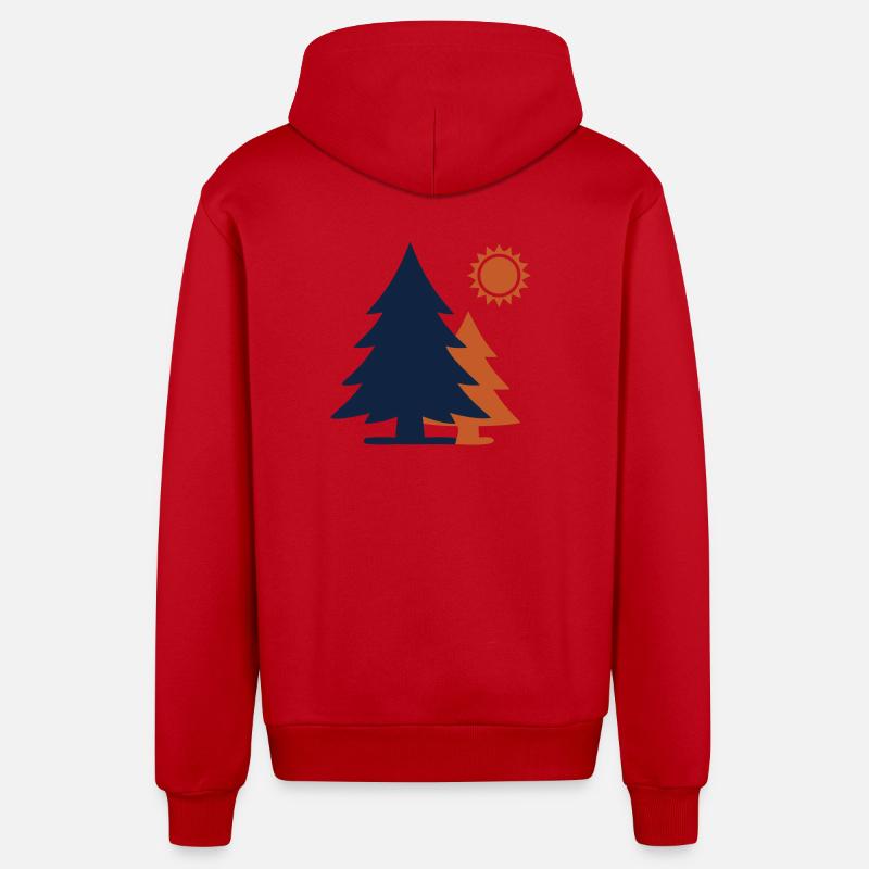 Sapins Forêt Soleil Minimalisme - Veste à capuche bio décontractée fabriquée en UE - rouge