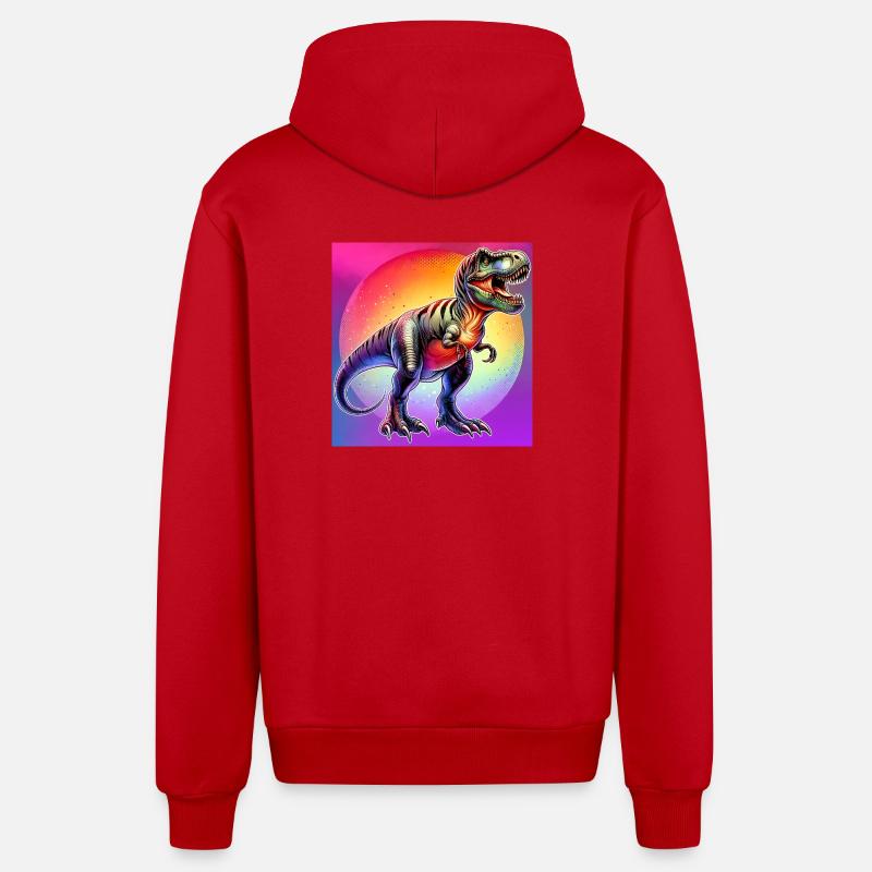 dinosaure - Veste à capuche bio décontractée fabriquée en UE - rouge
