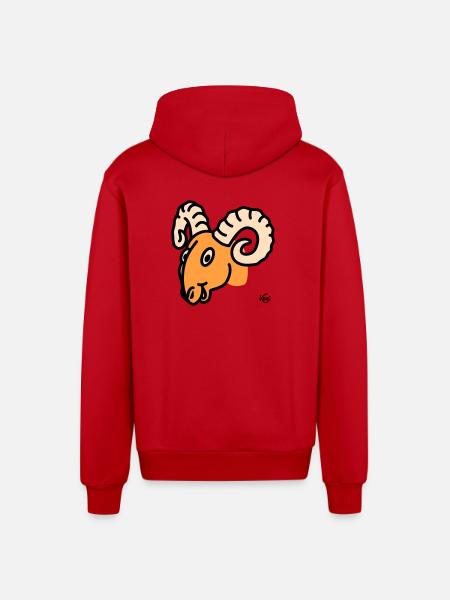 Aries large - Organic Relaxed Hooded Jacket Made in EU - red