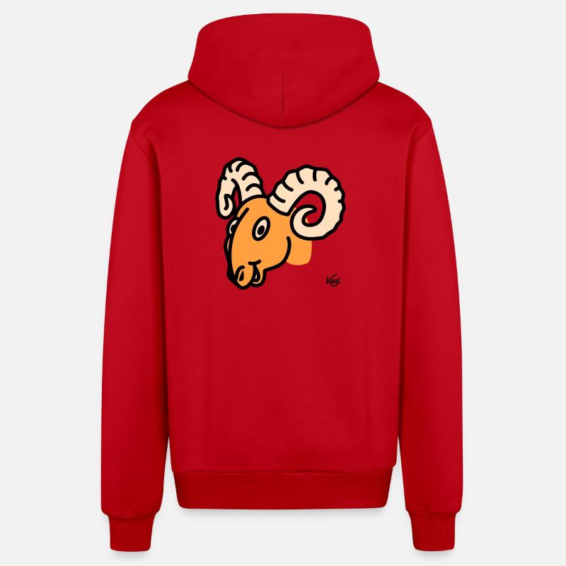 Aries large - Organic Relaxed Hooded Jacket Made in EU - red