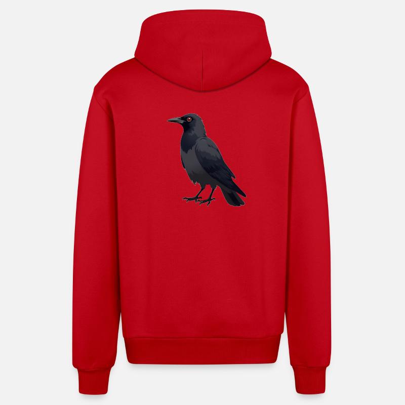 Corbeau - Veste à capuche bio décontractée fabriquée en UE - rouge