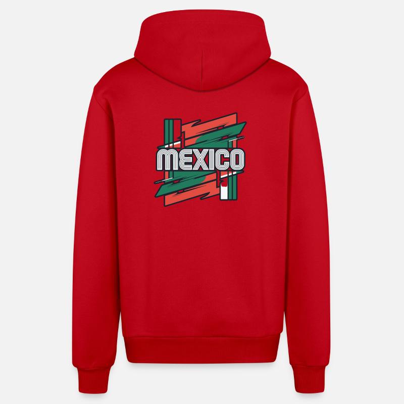 Mexique - Veste à capuche bio décontractée fabriquée en UE - rouge