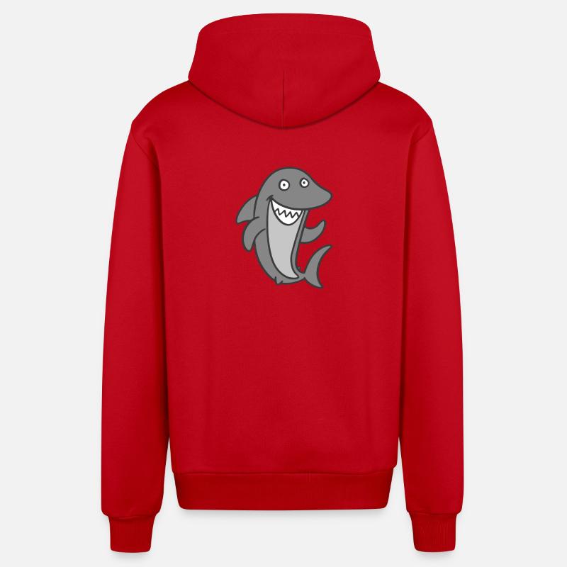 requin - Veste à capuche bio décontractée fabriquée en UE - rouge