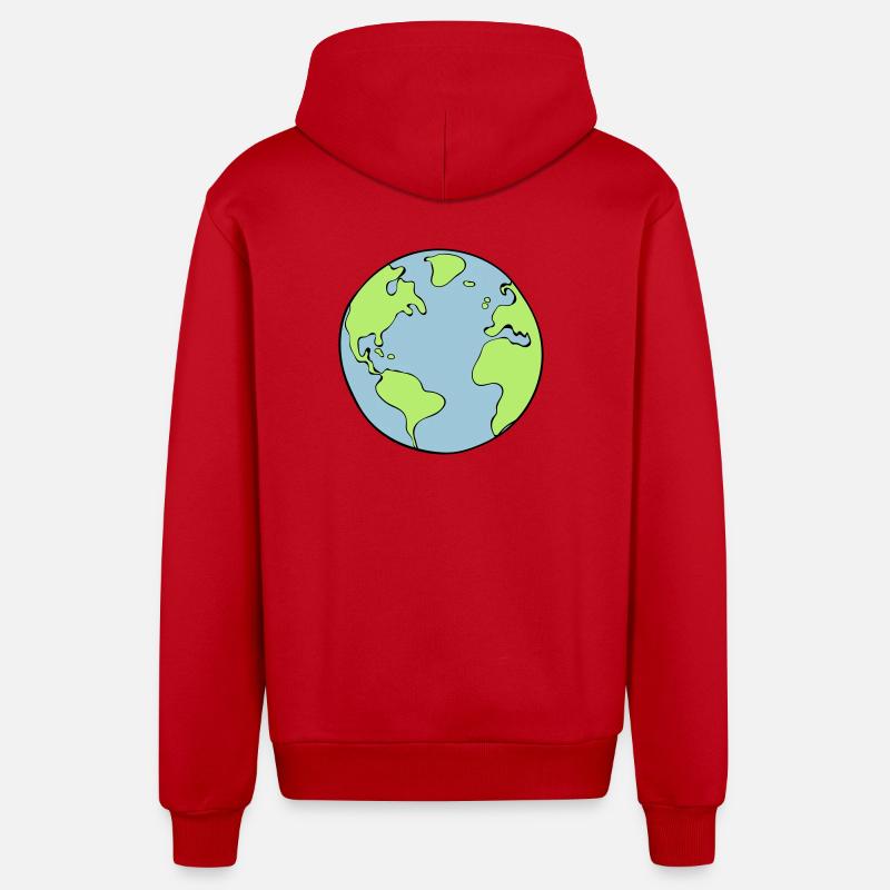 terre - Veste à capuche bio décontractée fabriquée en UE - rouge