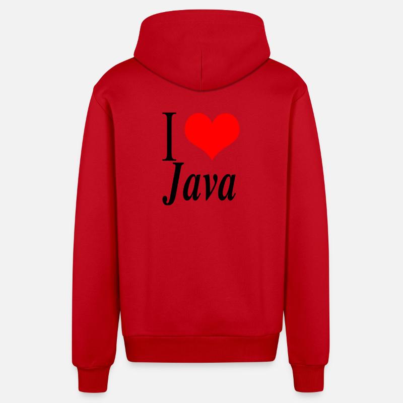 J'adore Java - Veste à capuche bio décontractée fabriquée en UE - rouge