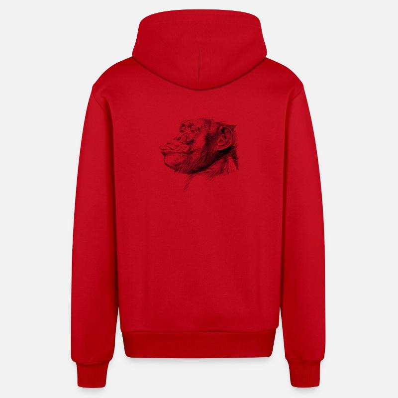 Monkey - Veste à capuche bio décontractée fabriquée en UE - rouge