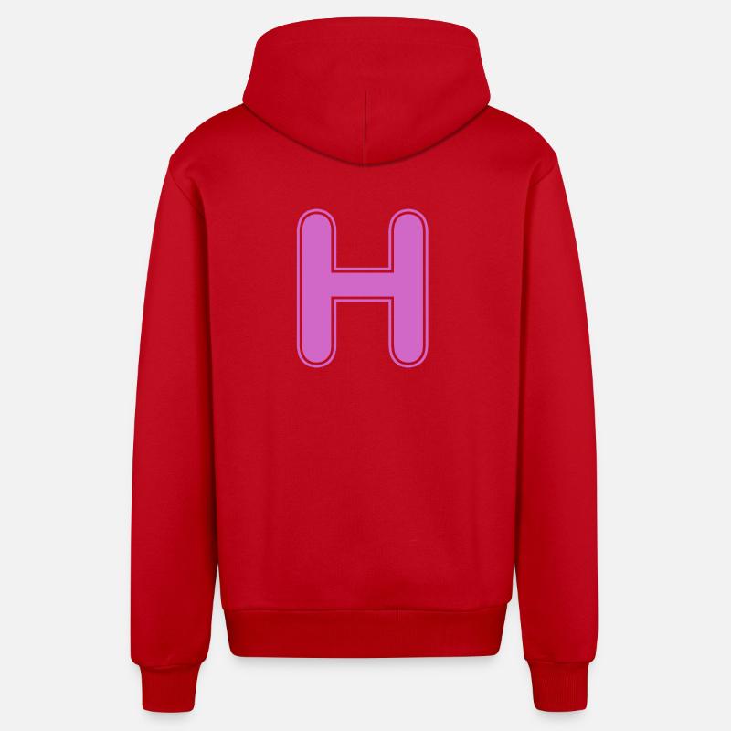 H lettre Alphabet Nom Épeller Cadeau - Veste à capuche bio décontractée fabriquée en UE - rouge