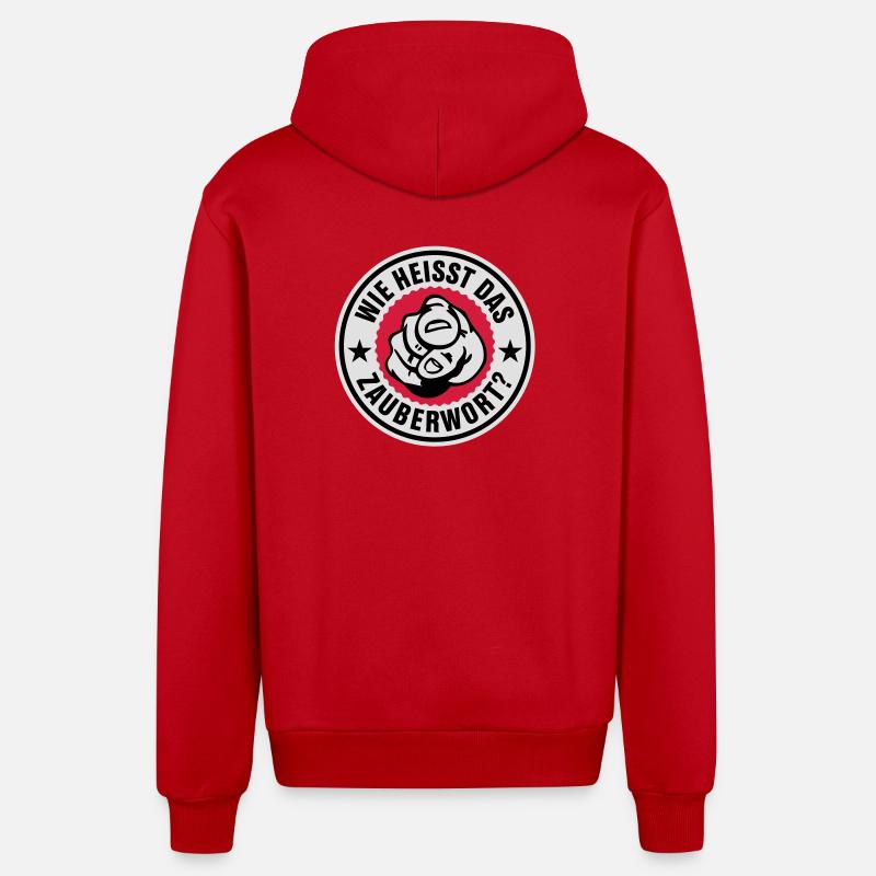 En quoi le mot magique - Veste à capuche bio décontractée fabriquée en UE - rouge