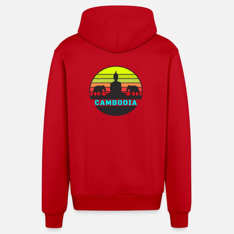 Kambodscha / Buddha / Elefant / Geschenk - Organic Relaxed Kapuzenjacke Made in EU - Rot