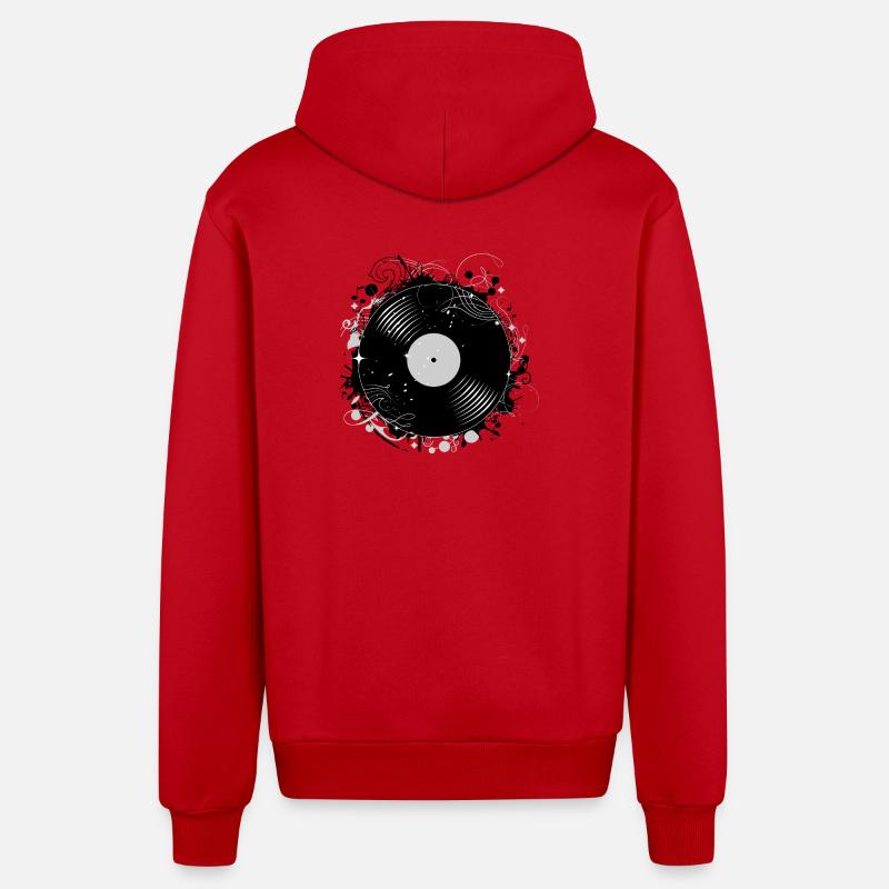 Disque vinyle en design graffiti - Veste à capuche bio décontractée fabriquée en UE - rouge