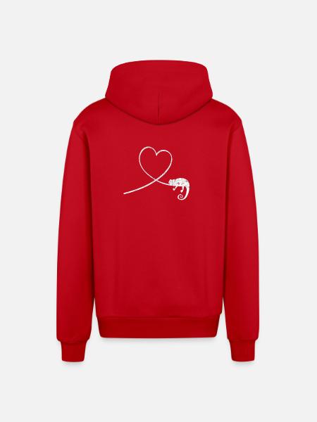 Chameleon Reptile Terrarium Pet Gift - Organic Relaxed Hooded Jacket Made in EU - red