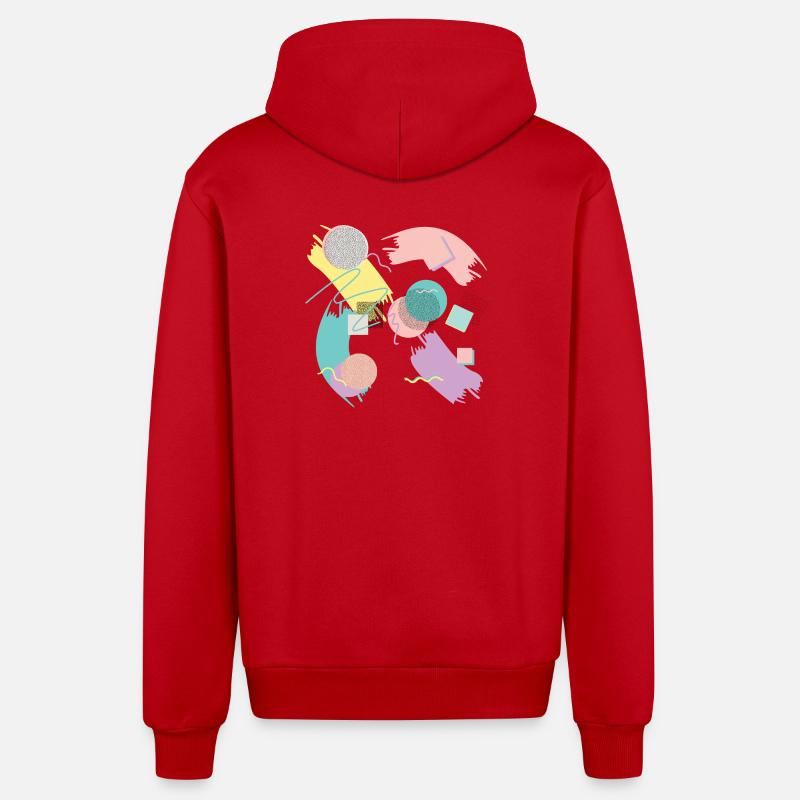 Design pastel abstrait avec géométrie - Veste à capuche bio décontractée fabriquée en UE - rouge