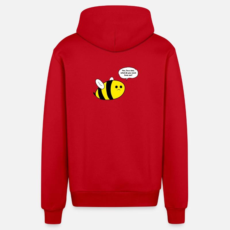 Thick bee bee gift - Organic Relaxed Hooded Jacket Made in EU - red