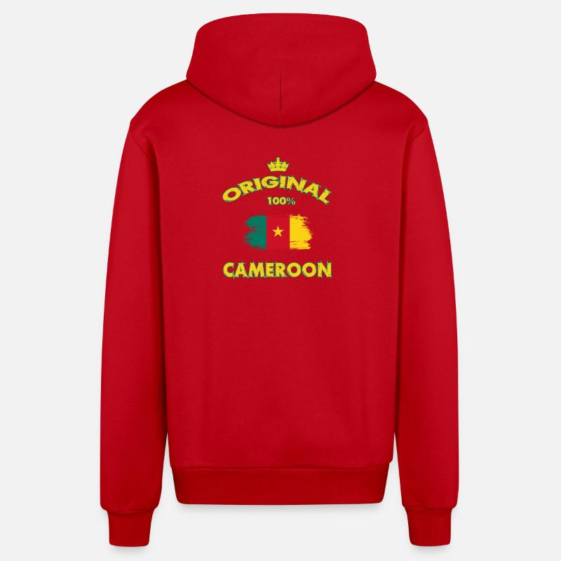 Cameroun Original 100 % / Cadeau Afrique - Veste à capuche bio décontractée fabriquée en UE - rouge