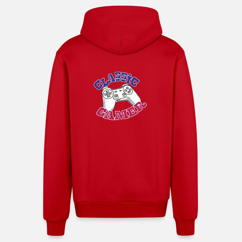 Game gambling game console gift - Organic Relaxed Hooded Jacket Made in EU - red