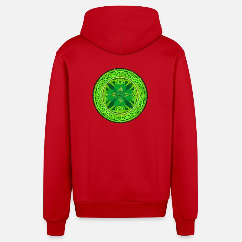 Kleeblatt mit vier Keltischen Blättern - Organic Relaxed Kapuzenjacke Made in EU - Rot