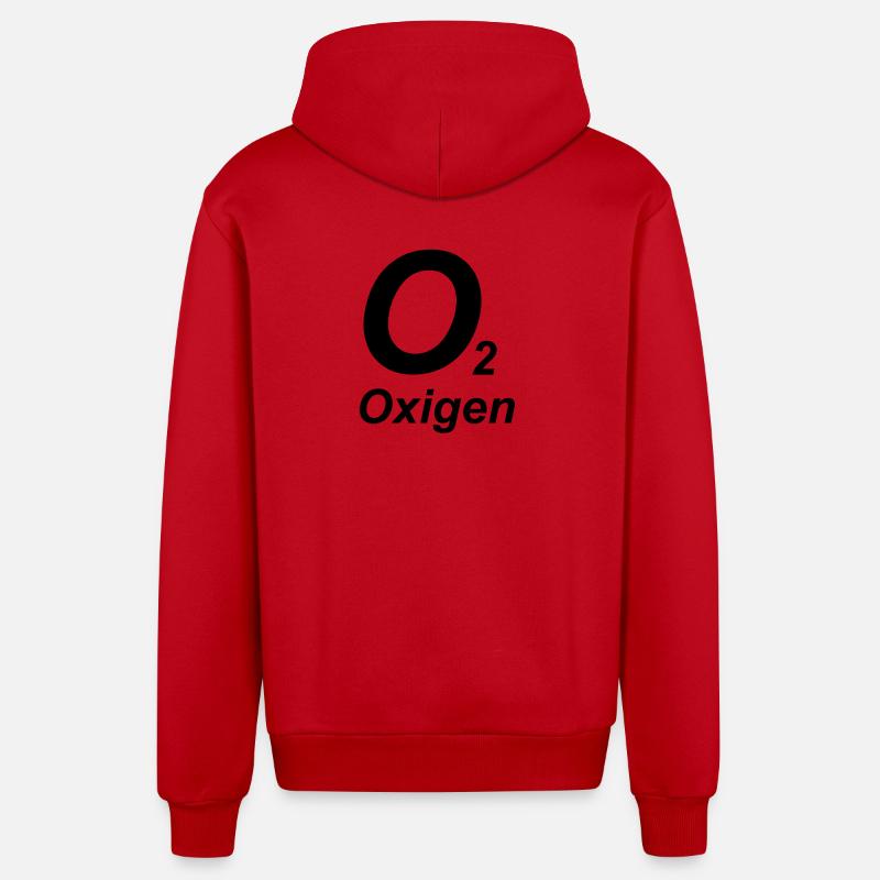 O2 - Oxygen - Tec Diving - Veste à capuche bio décontractée fabriquée en UE - rouge