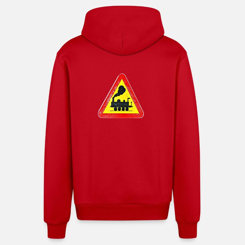 Croix de train - Veste à capuche bio décontractée fabriquée en UE - rouge