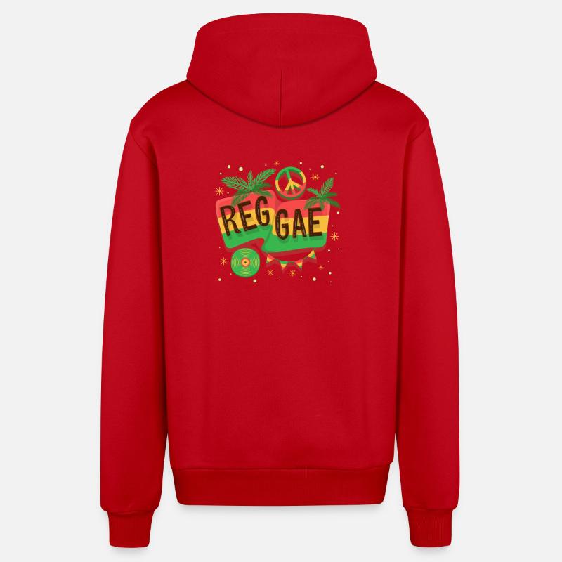 Ambiance arc-en-ciel du drapeau reggae - Veste à capuche bio décontractée fabriquée en UE - rouge