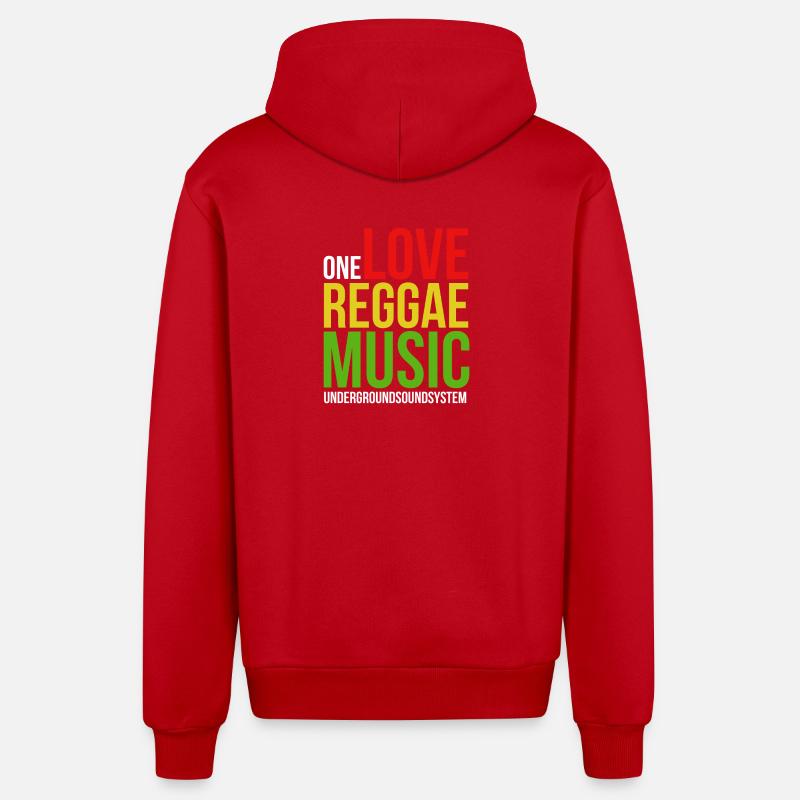 One Love Conception musicale Reggae - Veste à capuche bio décontractée fabriquée en UE - rouge