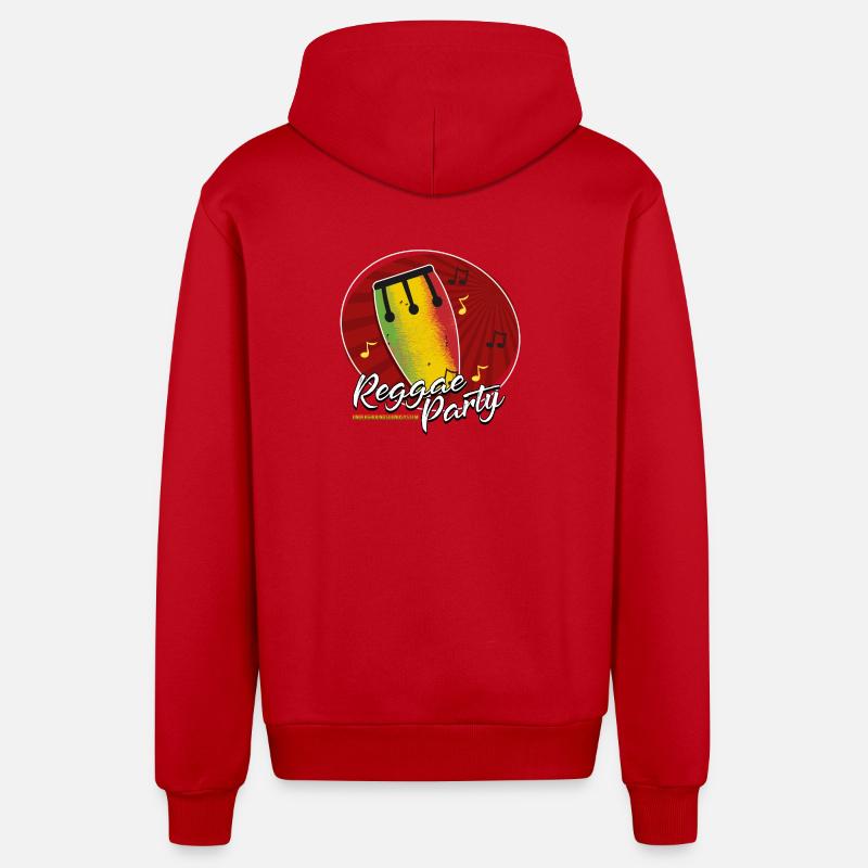 Fête Reggae Drum Tee - Veste à capuche bio décontractée fabriquée en UE - rouge