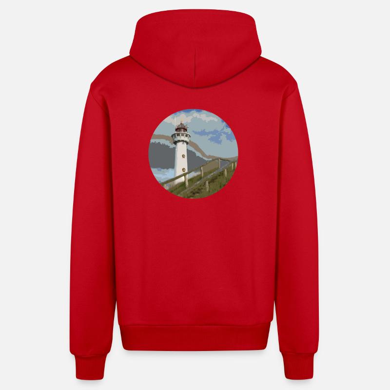 leuchtturm - Veste à capuche bio décontractée fabriquée en UE - rouge