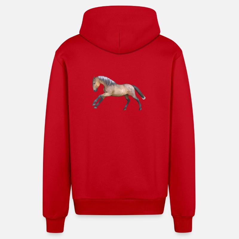 Conception énergique du cheval de galop - Veste à capuche bio décontractée fabriquée en UE - rouge