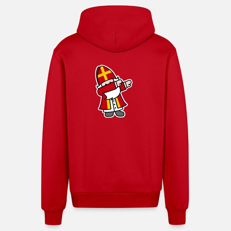 Sinterklaas Saint / Nicholas Dab Dabbing - Organic Relaxed Hooded Jacket Made in EU - red