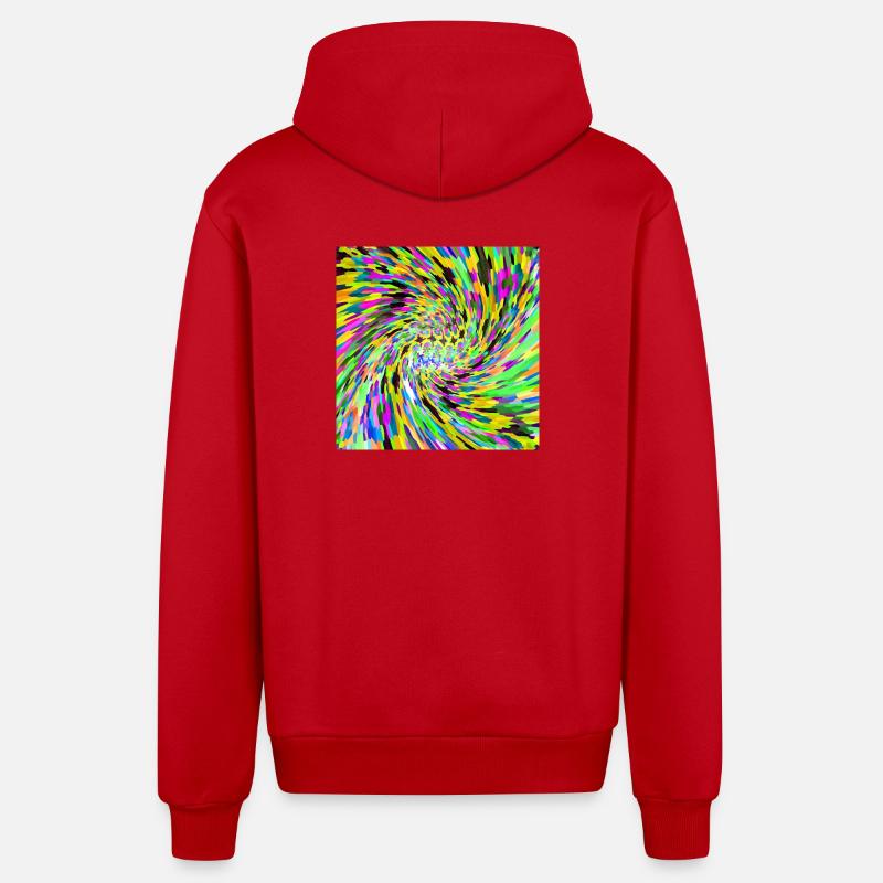 Vortex psychédélique - Veste à capuche bio décontractée fabriquée en UE - rouge