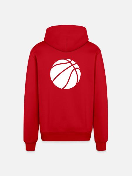 Basketball logo white - Organic Relaxed Hooded Jacket Made in EU - red