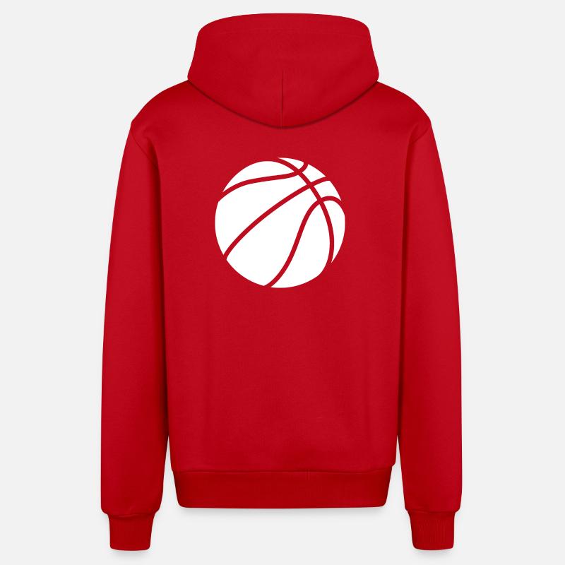 Basketball Logo weiß - Organic Relaxed Kapuzenjacke Made in EU - Rot