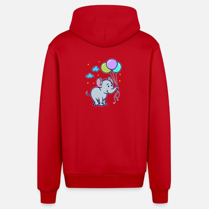 Drôle animal Cool Bébé Éléphant - Veste à capuche bio décontractée fabriquée en UE - rouge
