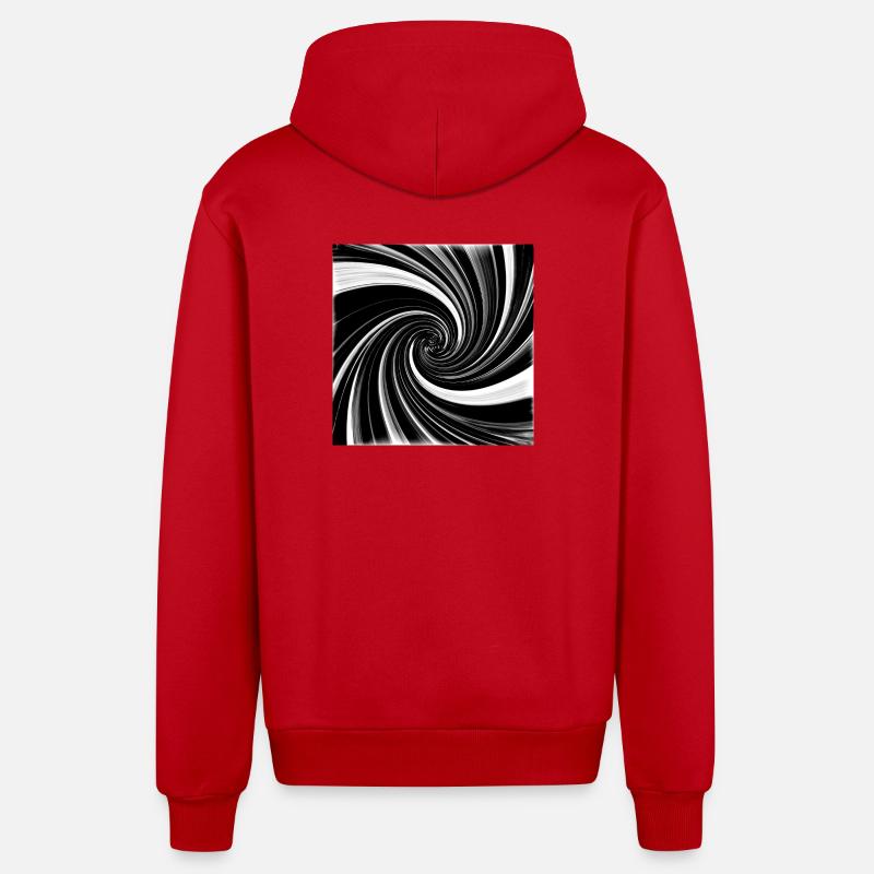Black and white vortex - Organic Relaxed Hooded Jacket Made in EU - red