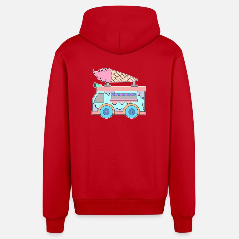 Crème glacée pour enfants - Veste à capuche bio décontractée fabriquée en UE - rouge