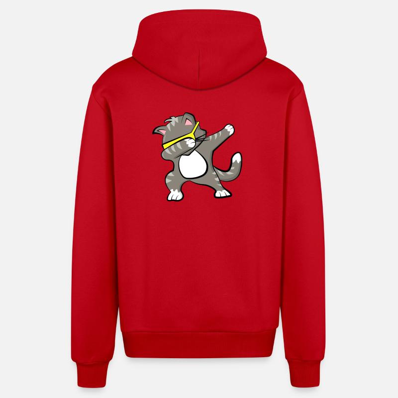 Chat Dabbing - Veste à capuche bio décontractée fabriquée en UE - rouge