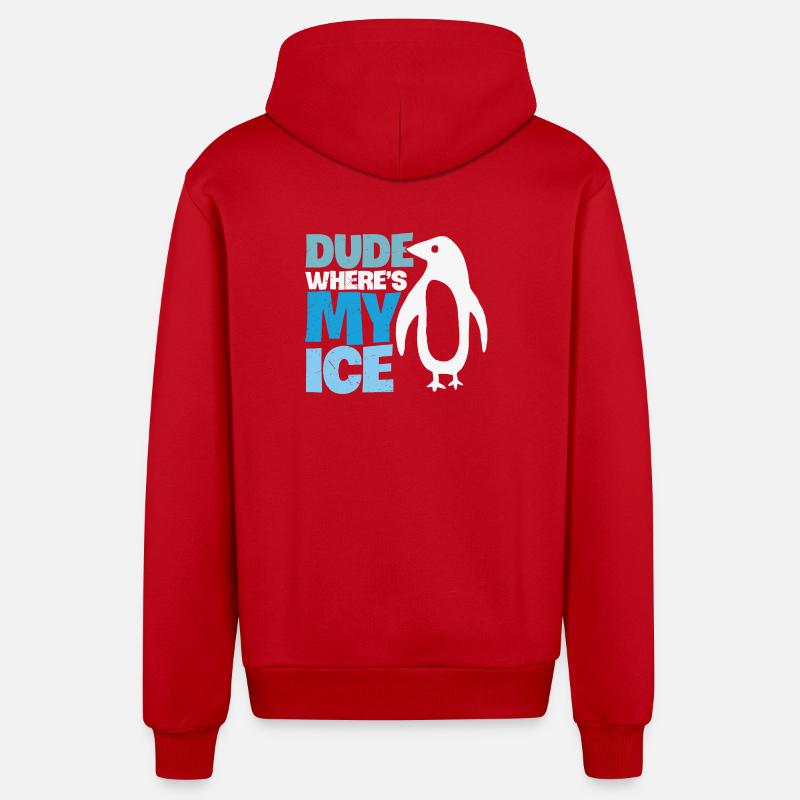 Penguin Global Warming Climate Change - Organic Relaxed Hooded Jacket Made in EU - red