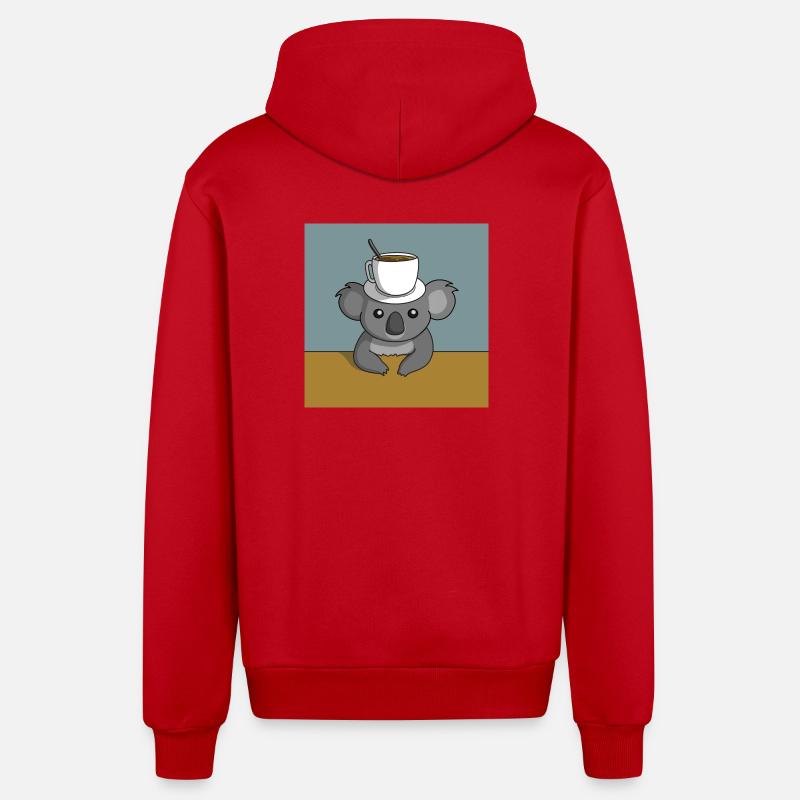 Pause café Koala - Veste à capuche bio décontractée fabriquée en UE - rouge