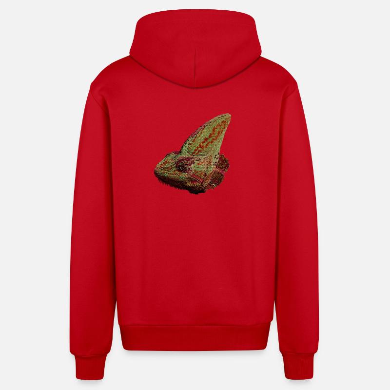 Reptilien designs, Chameleonkopf, freizeitkleidung - Organic Relaxed Kapuzenjacke Made in EU - Rot